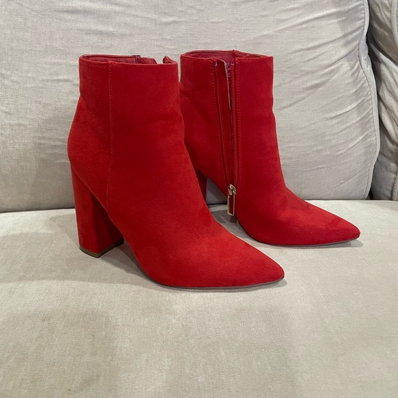 Bold Red Stiletto Heeled Boots - Picture 1 of 7